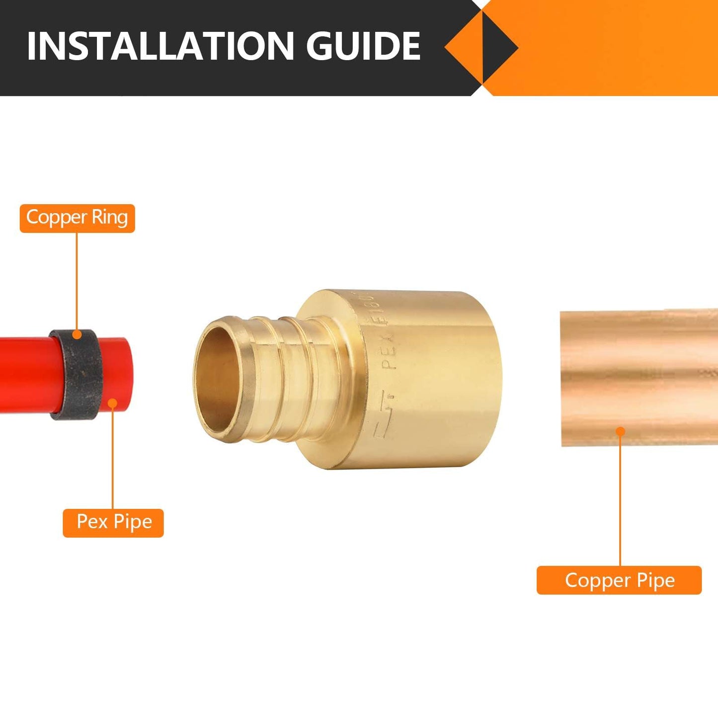 PEX-B Crimp 3/4" PEX x 3/4" Female Copper Sweat Sweat Coupling (Lead Free)