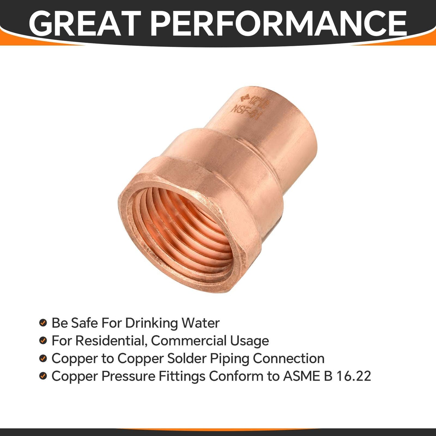 1/2" C x FNPT Copper Female Adapter
