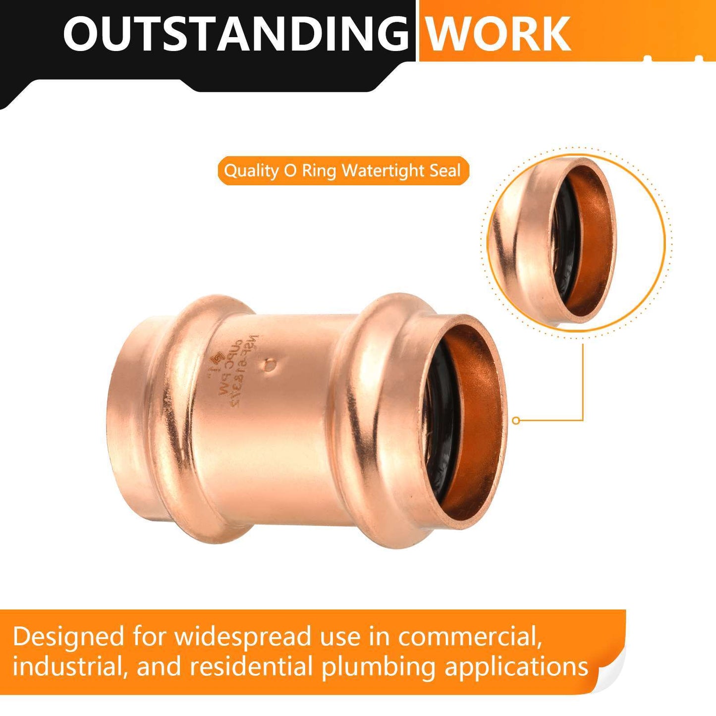 30 Pcs 1" Press Copper Coupling w/Stop (Lead Free)