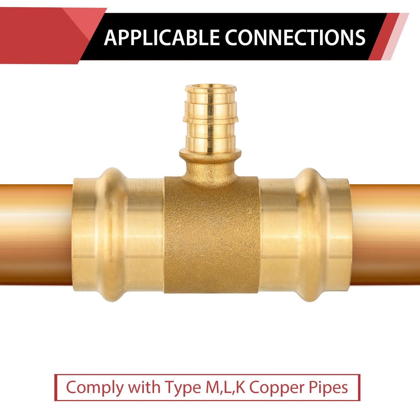 1" x 1" x 3/4" Press x Press PEX Expansion Brass Tee (Lead Free)