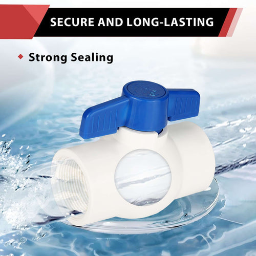 1/2" PVC Ball Valve, FPT Threaded, Sch. 40