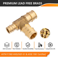 PEX A Expansion 3/4" x 1/2" x 3/4" PEX Expansion Reducing Tee (Lead Free) Plumbingsell