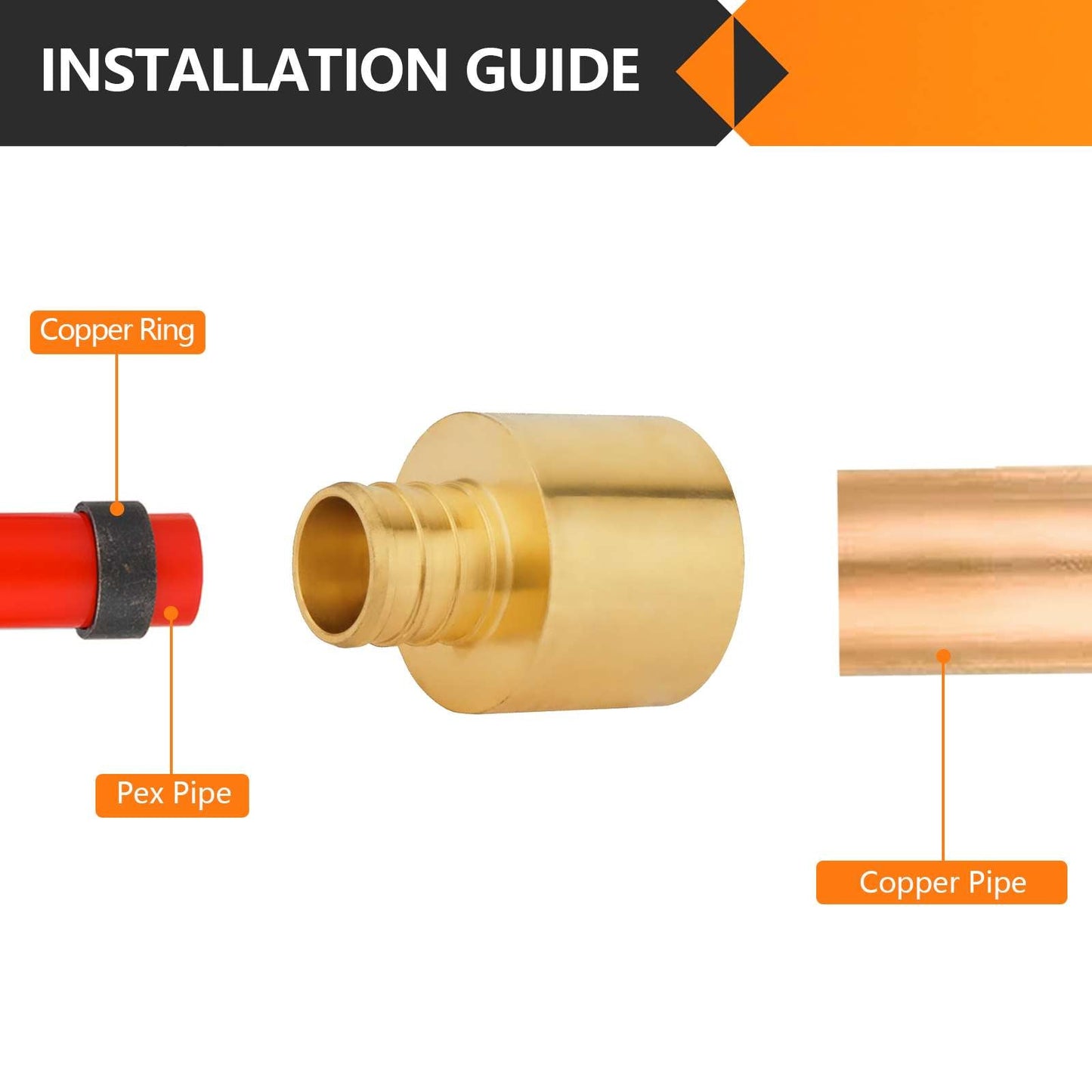 PEX-B Crimp 3/4" PEX x 1" Female Copper Sweat Sweat Coupling (Lead Free)