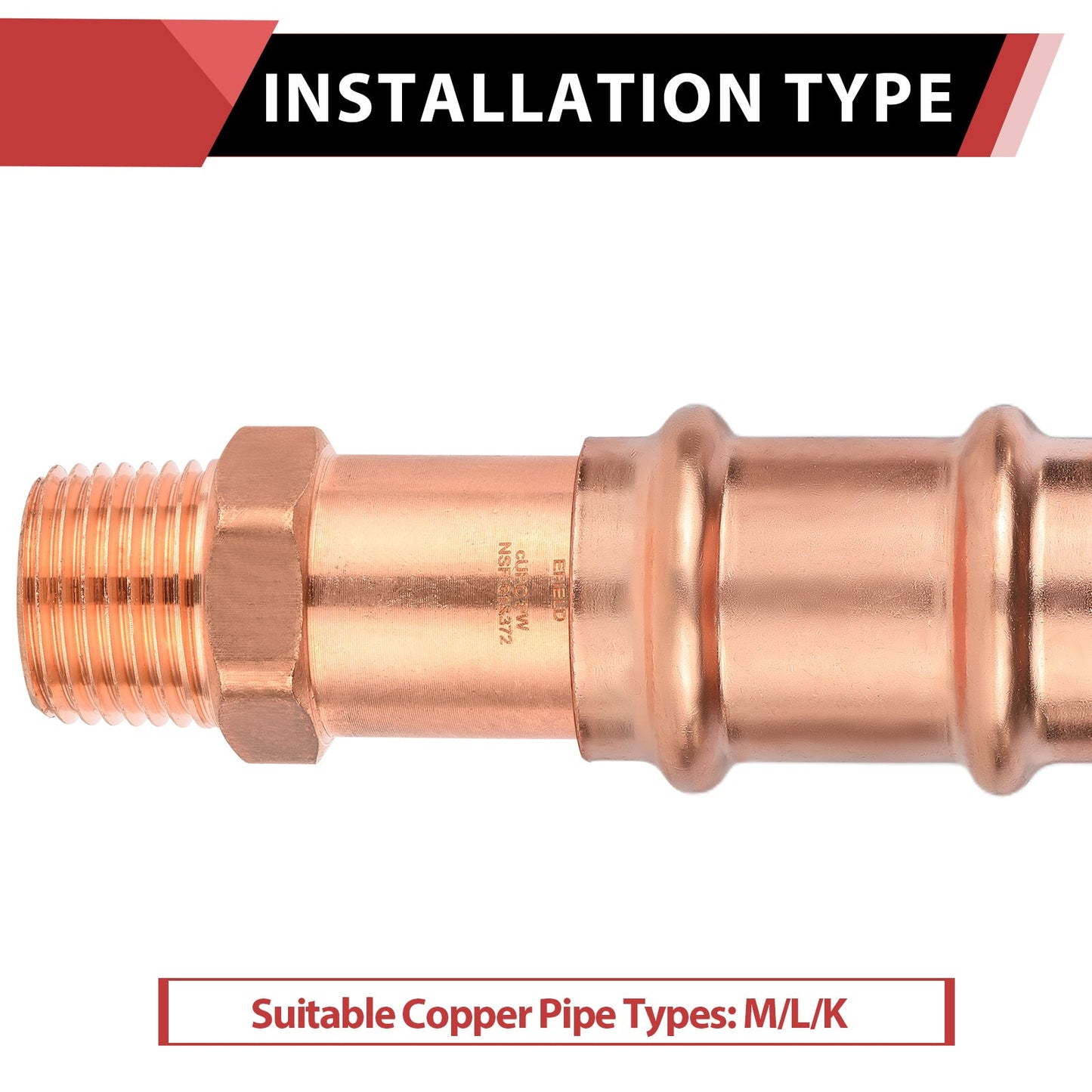 1" FTG Press x 3/4" Male Threaded Copper Street Adapter (Lead Free)
