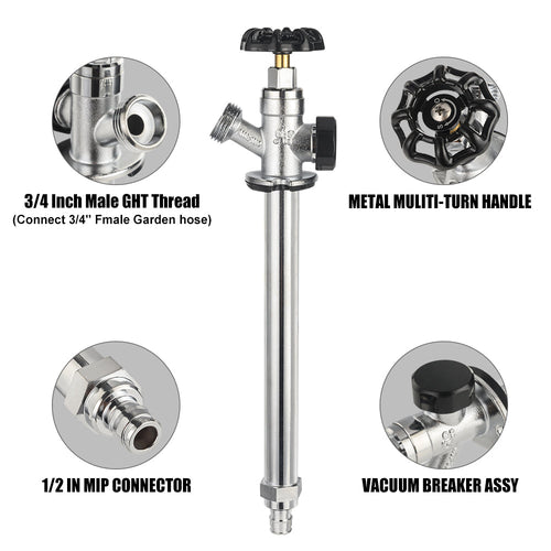 1/2" PEX Expansion x 3/4" Hose Bibb, 12" Anti Siphon Frost Free Sillcock Plumbingsell