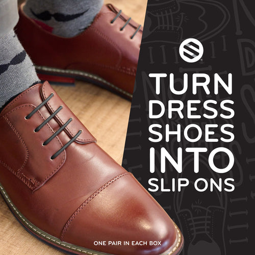 Black No Tie Elastic Silicone Dress Shoe Laces The Original Stretchlace