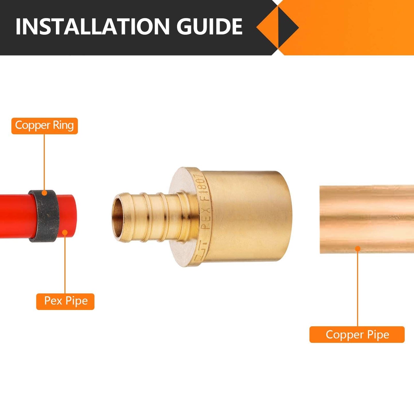 PEX-B Crimp 1" PEX x 1" Male Copper Sweat Adapter (Lead Free)