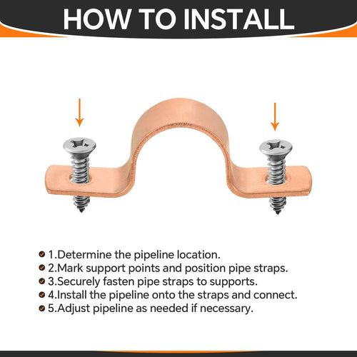 Pro 50 Pack 1/2" Copper Pipe Straps, Two Hole Plumbingsell