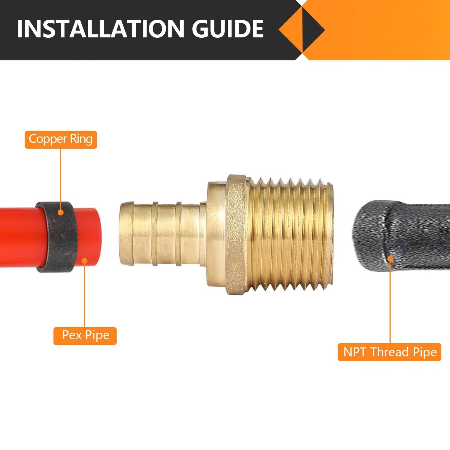 PEX-B Crimp 1/2" PEX x 1/2" Male Threaded Adapter (Lead Free)