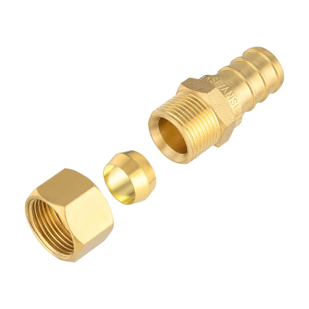 PEX-B Crimp 1/2" PEX x 3/8" OD Compression Straight Adapter (Lead Free)
