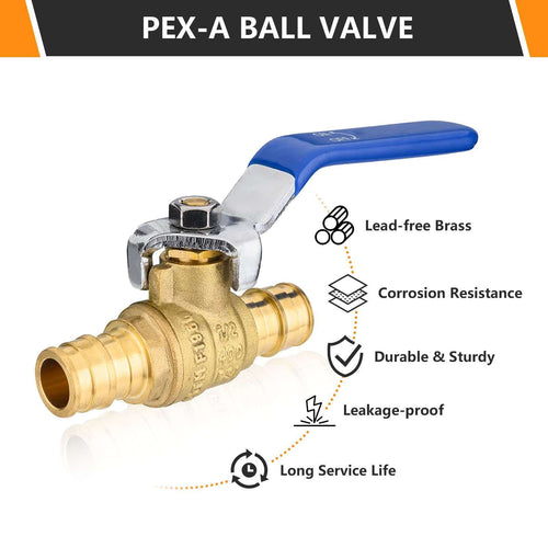 10 Pcs 1/2" PEX Expansion Ball Valve, Blue (Lead Free) Plumbingsell