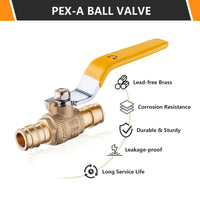 10 Pcs 1/2" PEX Expansion Ball Valve, Yellow (Lead Free) Plumbingsell
