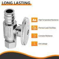 1/2" PEX Expansion x 3/8" OD Compr. Straight Stop Valve, 1/4 Turn (Lead Free) Plumbingsell