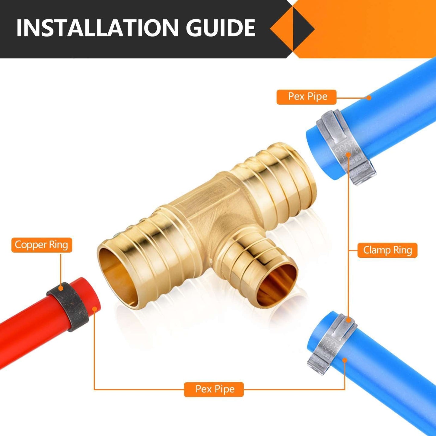 PEX-B Crimp 1" PEX x 1" PEX x 3/4" PEX Reducing Tee (Lead Free)