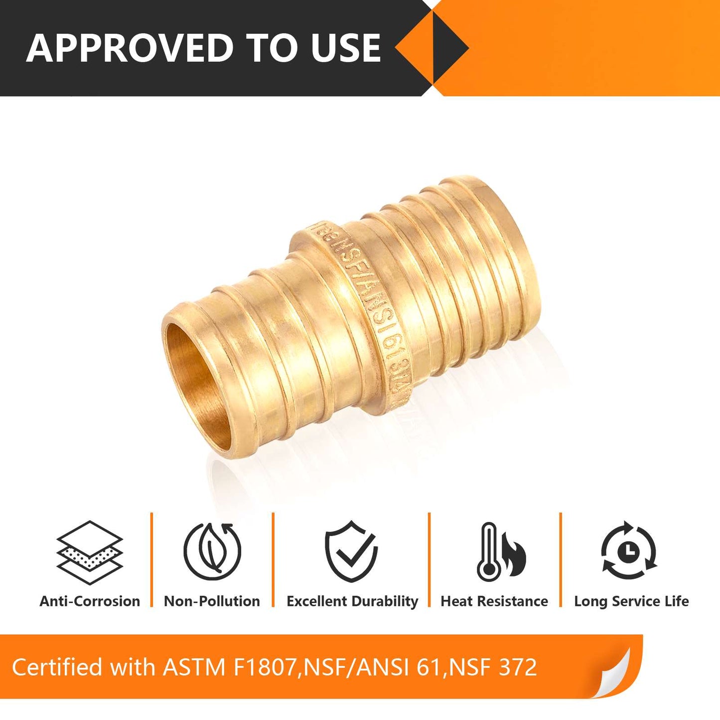 30 Pcs PEX-B Crimp 1/2-Inch Pex x 1/2-Inch PB Transition Brass Pex Coupling (Lead Free)