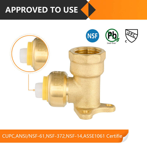 1/2" x 1/2" F Push Fit Female Drop Ear Elbow Plumbingsell