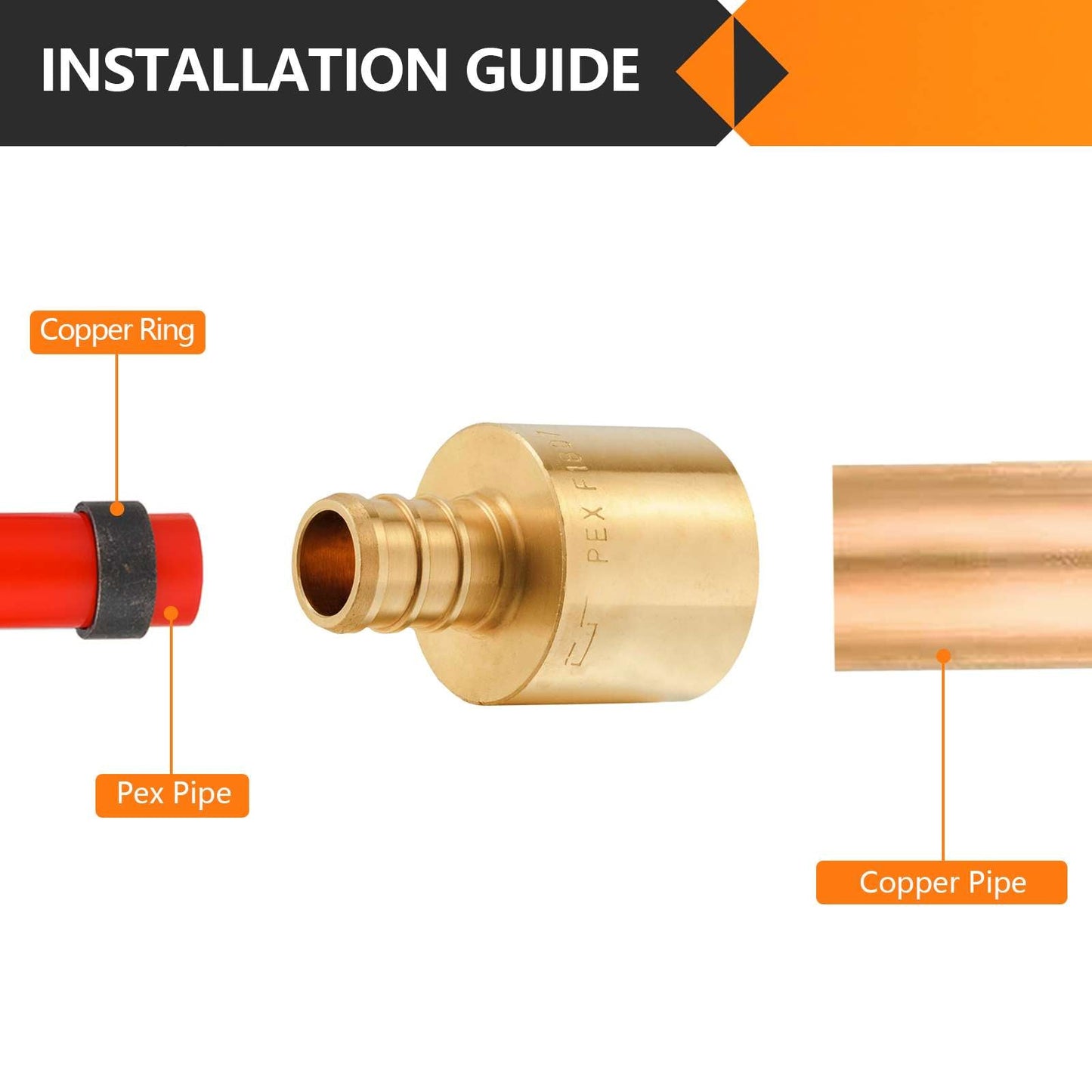 PEX-B Crimp 1/2" PEX x 3/4" Female Copper Sweat Sweat Coupling (Lead Free)