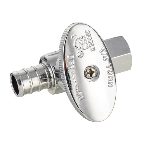 1/2" PEX Crimp x 3/8" OD Compr. Straight Stop Valve, 1/4 Turn (Lead Free) Plumbingsell