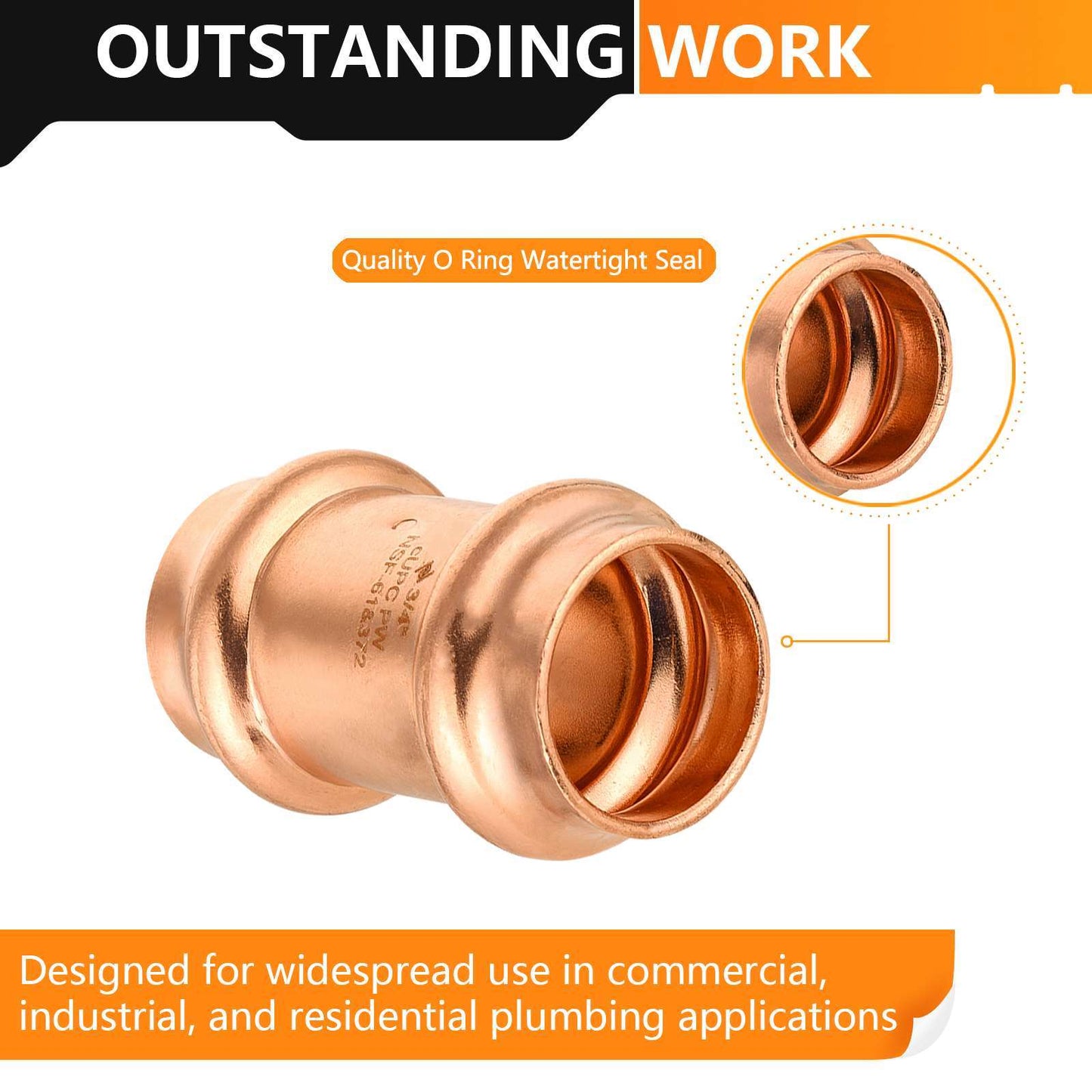 30 Pcs 3/4" Press Copper Coupling w/Stop (Lead Free)