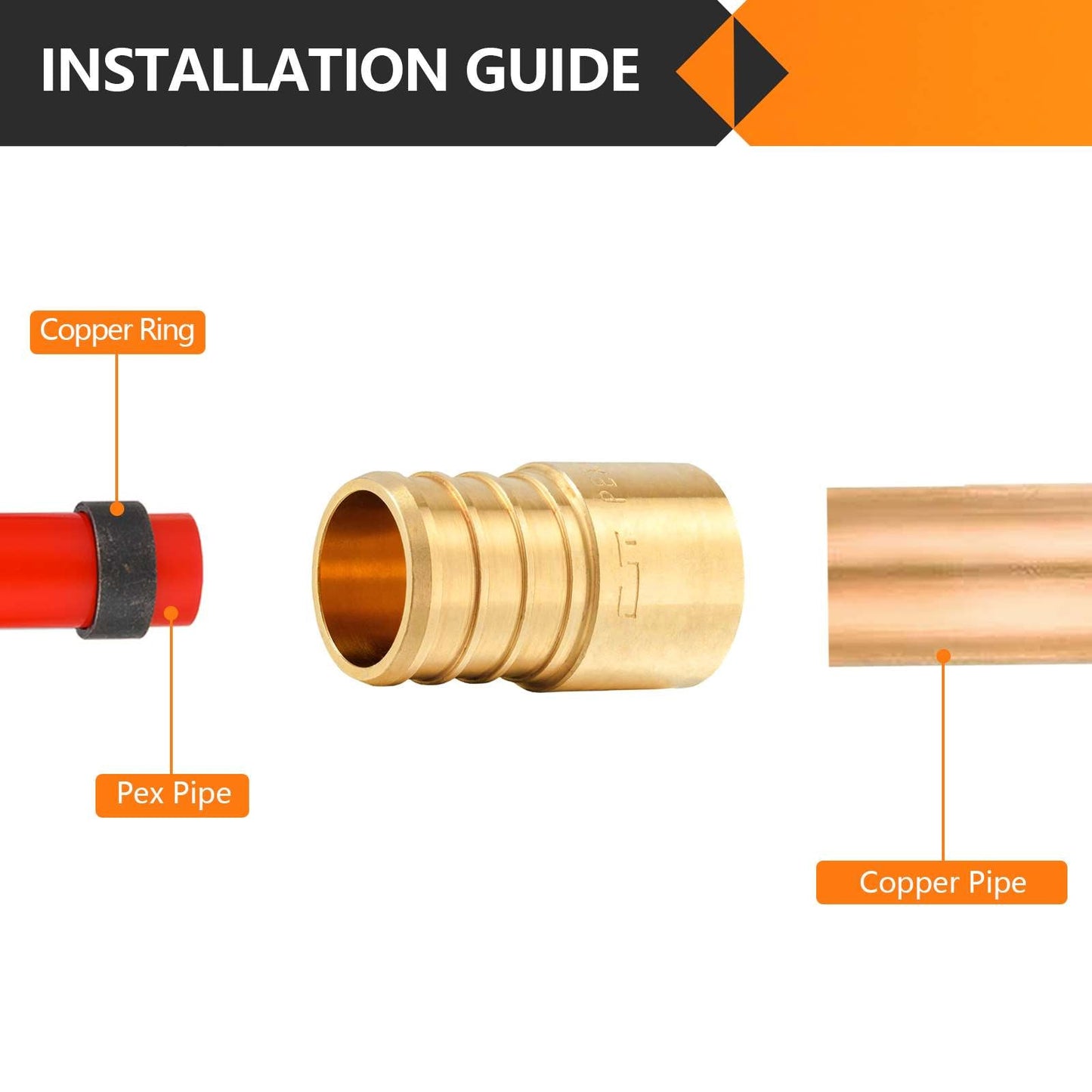 PEX-B Crimp 3/4" PEX x 1/2" Female Copper Sweat Sweat Coupling (Lead Free)