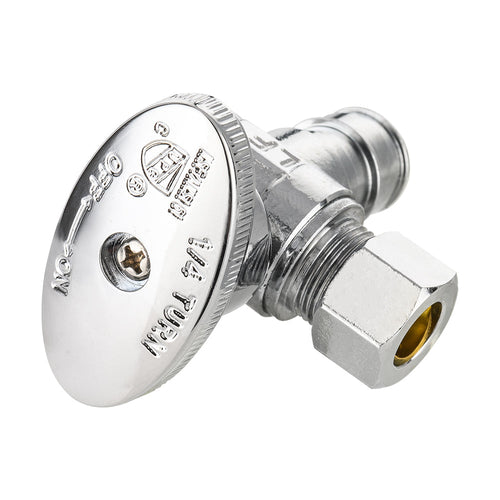 1/2" PEX Expansion x 3/8" OD Compr. Angle Stop Valve, 1/4 Turn (Lead Free) Plumbingsell