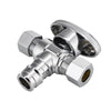 10 Pcs 1/2" PEX Expansion x 3/8" OD Compr. x 3/8" OD Compr. Dual Outlet Angle Stop Valve, 1/4 Turn (Lead Free) Plumbingsell