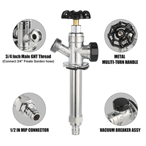 1/2" PEX Expansion x 3/4" Hose Bibb, 6" Anti Siphon Frost Free Sillcock Plumbingsell