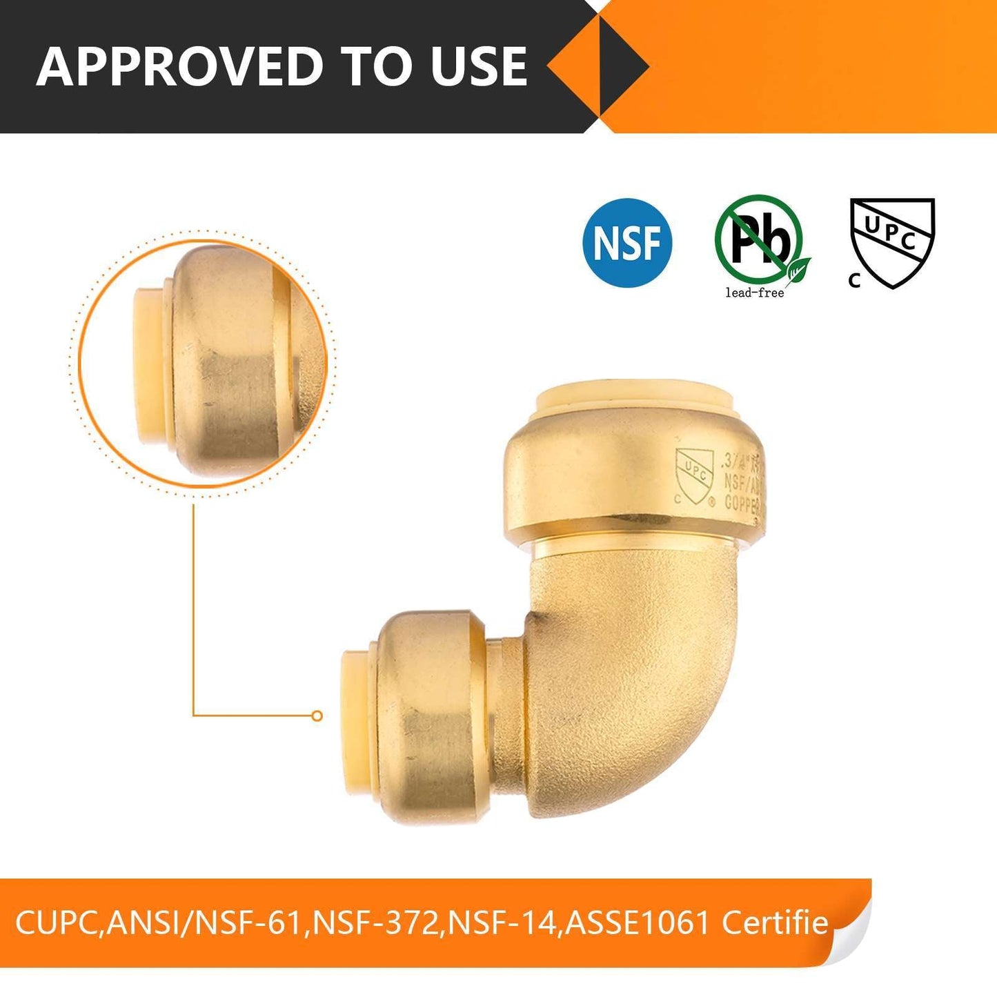 30 Pcs 3/4" x 1/2" Push Fit Elbow
