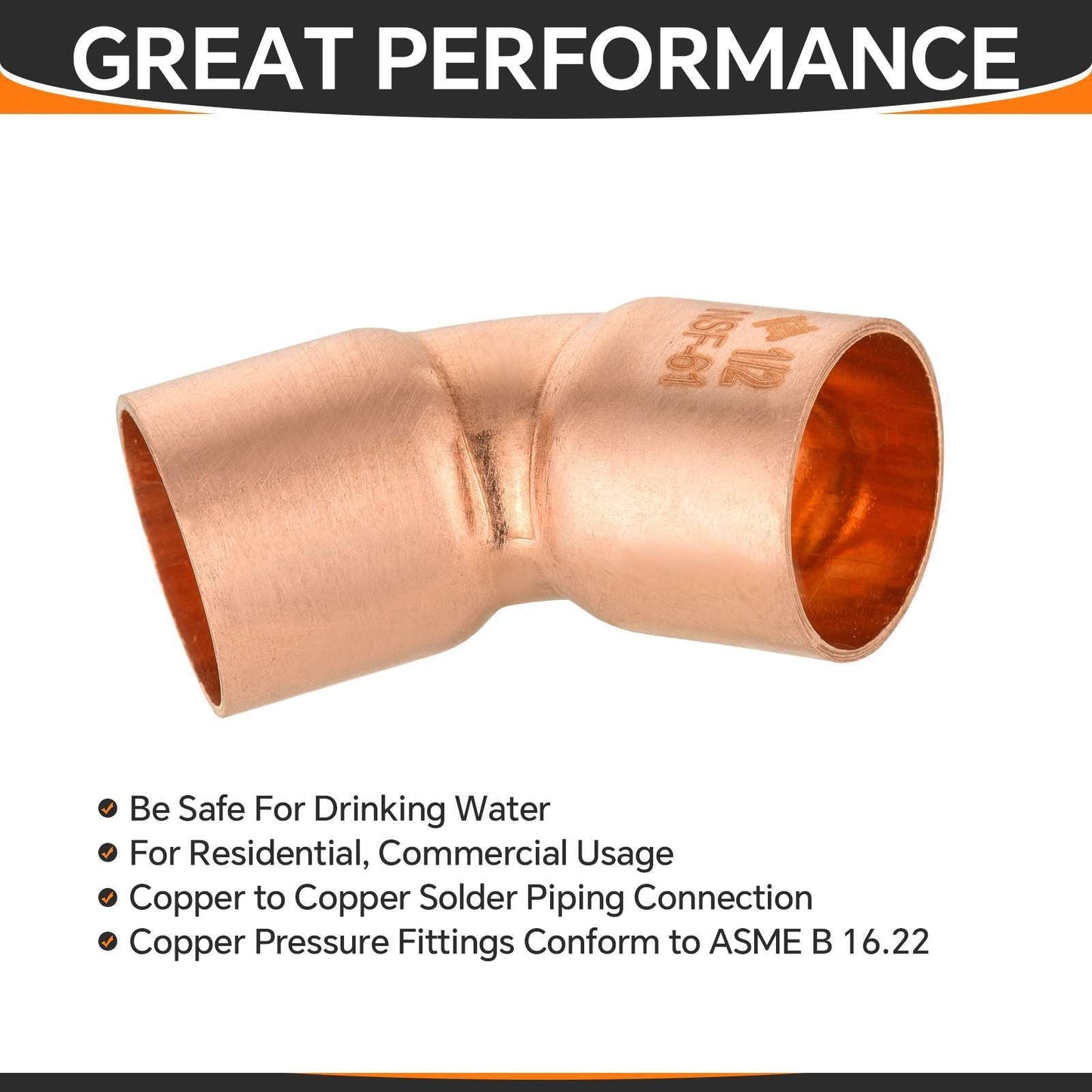 30 Pcs 1/2" 45º Copper Elbow at Wholesale Price