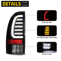 Winjet 2005-2015 Toyota Tacoma LED Sequential Tail Light w/Yellow Turn Signal - Glossy Black / Clear OffRoadUSA.com