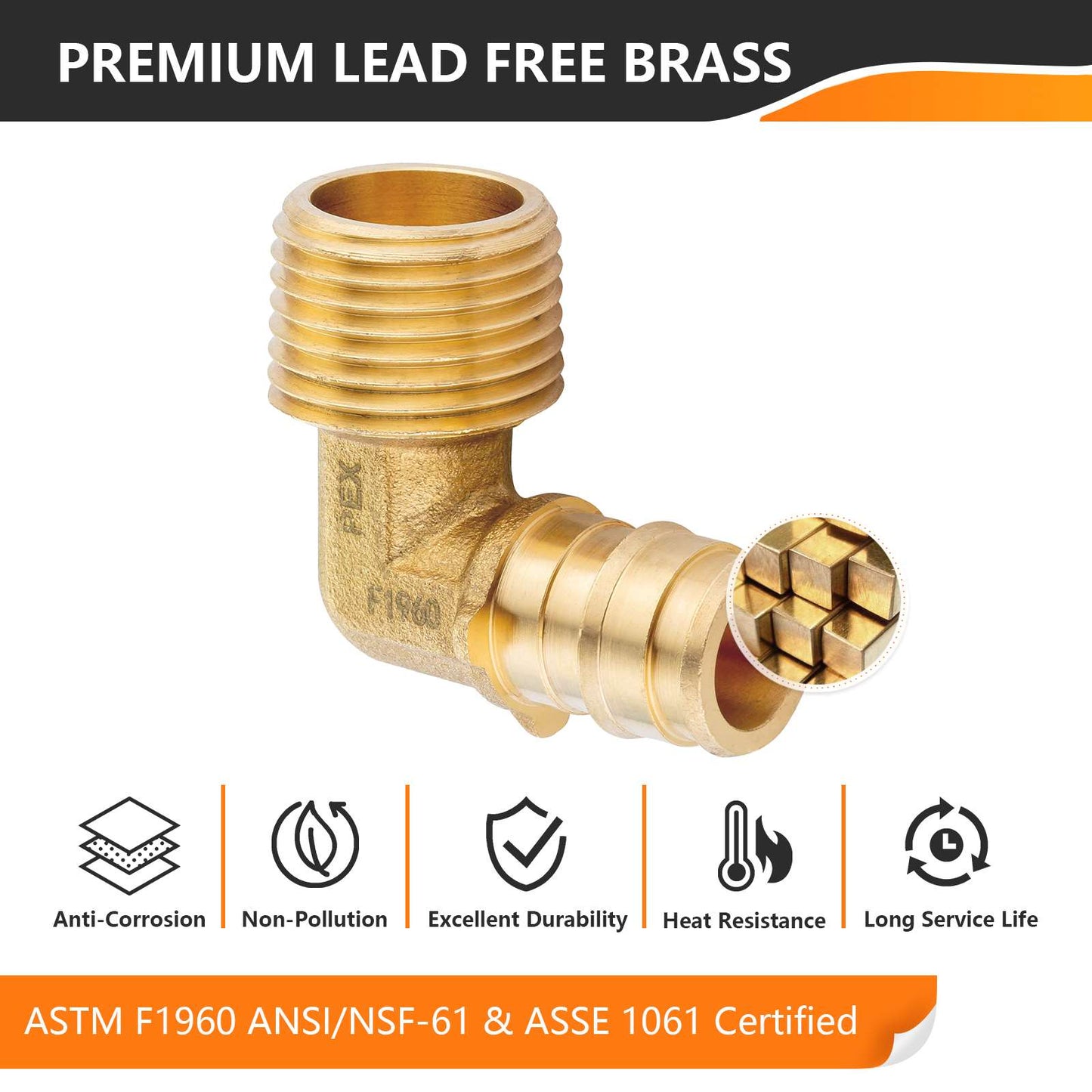 PEX A Expansion 1/2" PEX x 1/2" Male NPT Elbow (Lead Free)