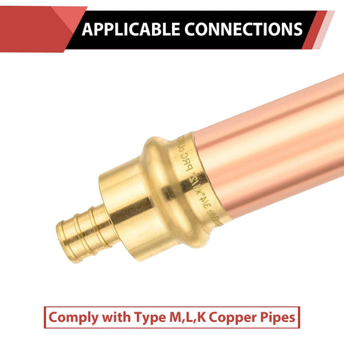 3/4" Copper Press x 1/2" PEX Crimp Brass Adapter (Lead Free)