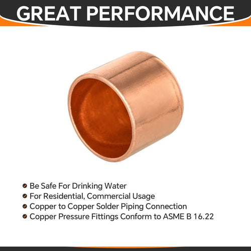 1/2" Solder Copper Pipe End Cap (Plug) Plumbingsell