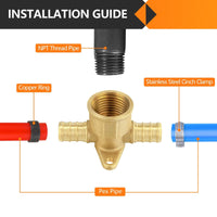 PEX-B Crimp 1/2" PEX x 1/2" PEX x 1/2" Drop Ear Tee (Lead Free) Plumbingsell