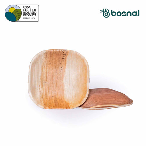 Bosnal - Palm Leaf Biodegradable Plates, 4 inch, Square Bosnal