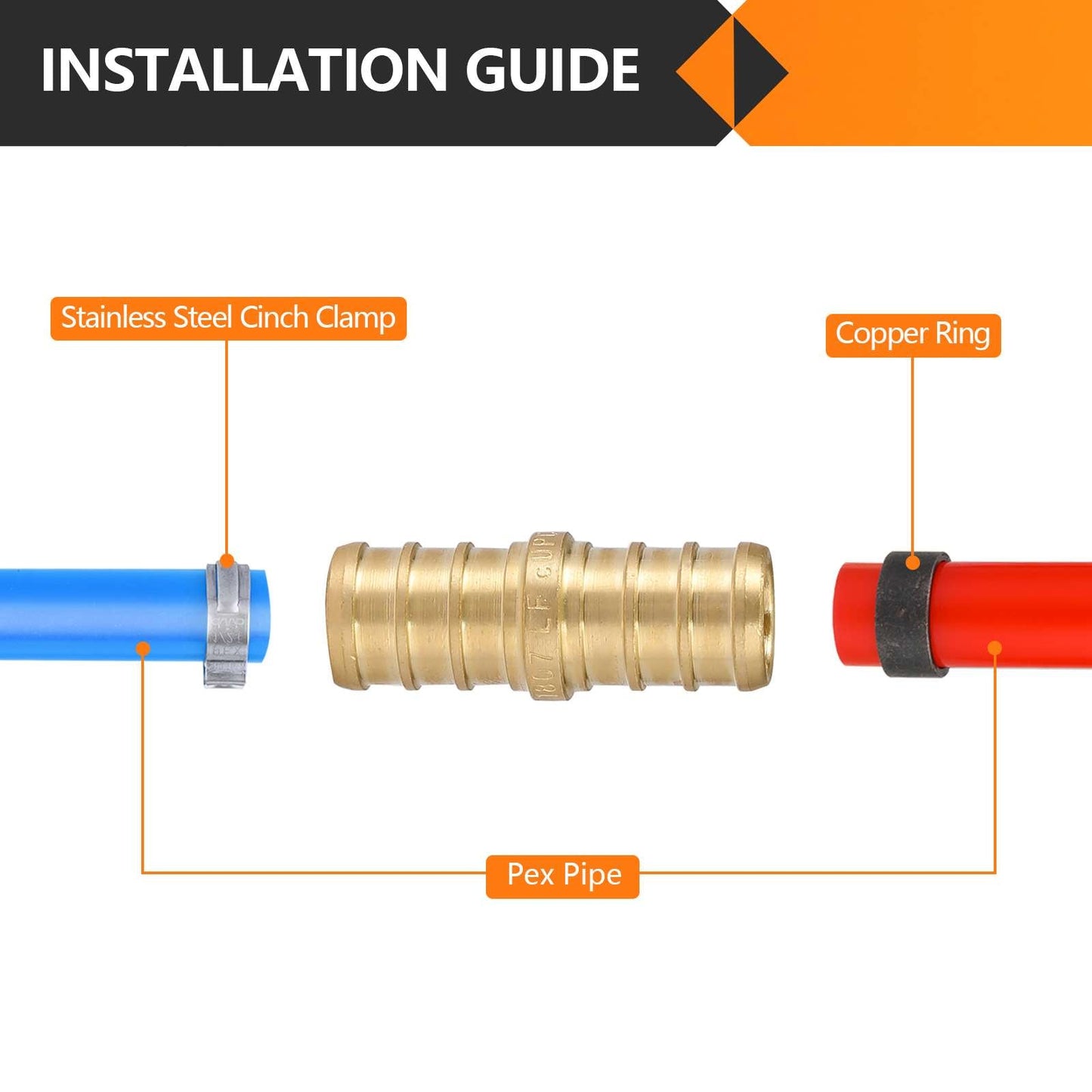 PEX-B Crimp 1/2" PEX x 1/2" PEX Coupling (Lead Free)
