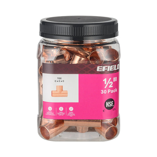 Pro 30 Pack 1/2" x 1/2" x 1/2" Copper Tee Plumbingsell