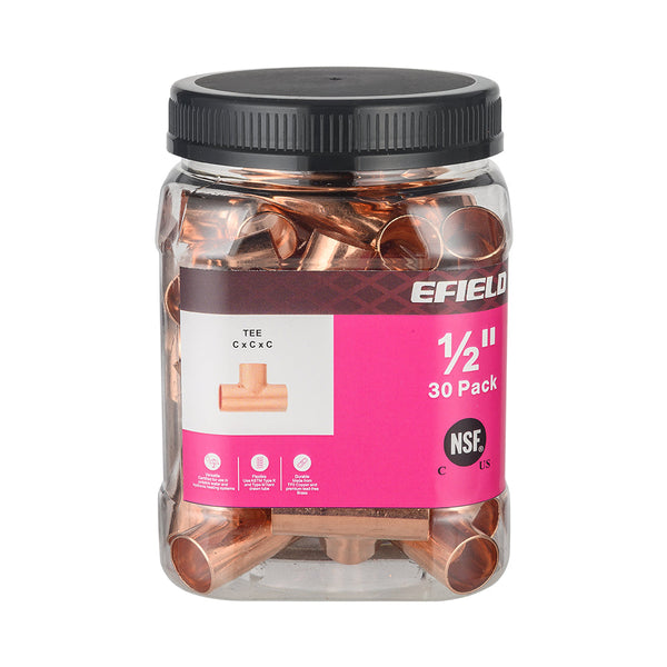 Pro 30 Pack 1/2" x 1/2" x 1/2" Copper Tee Plumbingsell