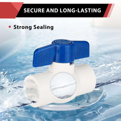 10 Pcs 1-1/4" PVC Ball Valve, Solvent Weld, Sch. 40