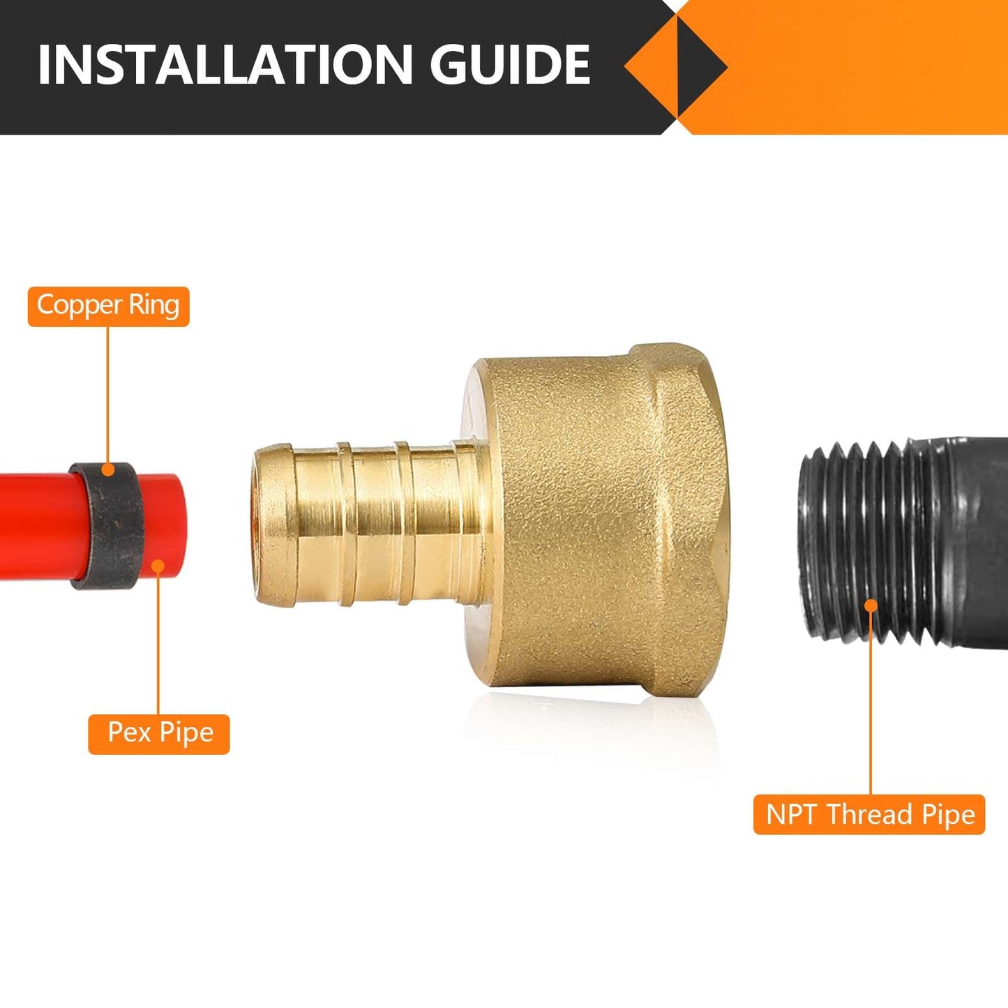 PEX-B Crimp 1/2" PEX x 1/2" Female Threaded Adapter (Lead Free)