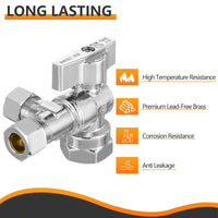 1/2" FIP x 3/8" OD Compr. x 3/8" OD Compr. Split Angle Stop Valve, 1/4 Turn (Lead Free)