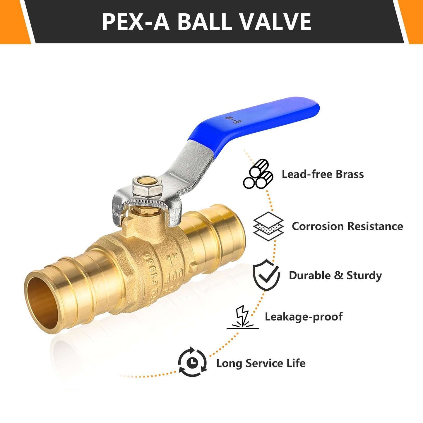 1" PEX Expansion Ball Valve, Blue (Lead Free)