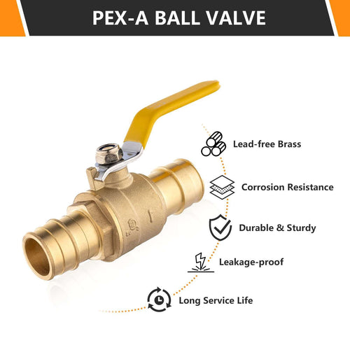 1" PEX Expansion Ball Valve, Yellow (Lead Free) Plumbingsell
