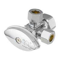 5/8" OD Compr. x 3/8" OD Compr. x 3/8" OD Compr. Dual Angle Stop Valve, Multi Turn(Lead Free)
