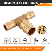 PEX A Expansion 1/2" x 1/2" x 3/4" PEX Expansion Reducing Tee (Lead Free) Plumbingsell