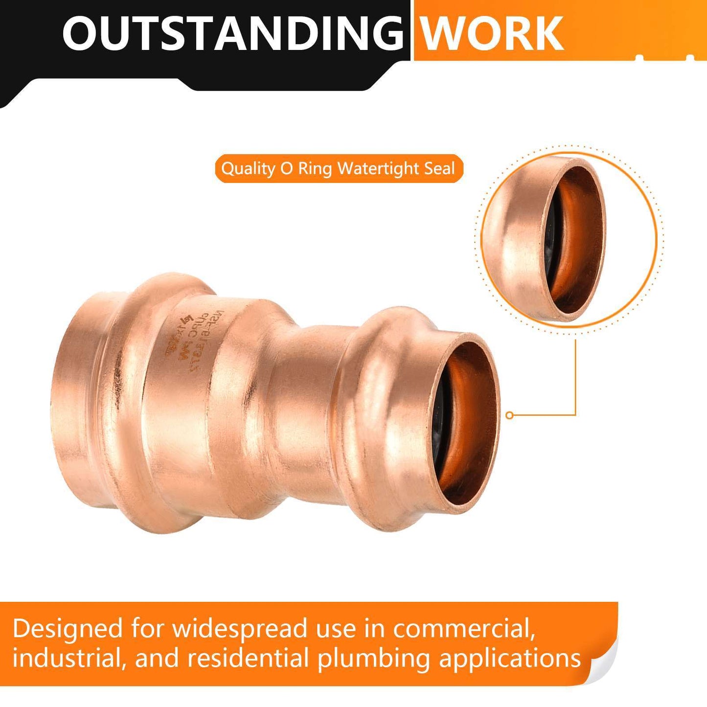 1" x 3/4"  Copper Press x Press Coupling NO Stop (Lead Free)