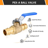 10 Pcs 3/4" PEX Expansion Ball Valve, Blue (Lead Free)