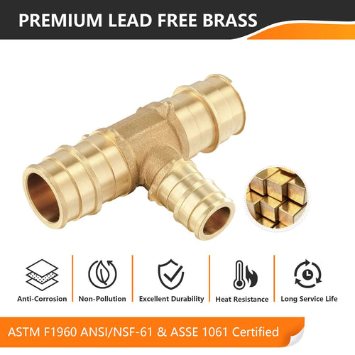 PEX A Expansion 3/4" x 3/4" x 1/2" PEX Expansion Reducing Tee (Lead Free) Plumbingsell