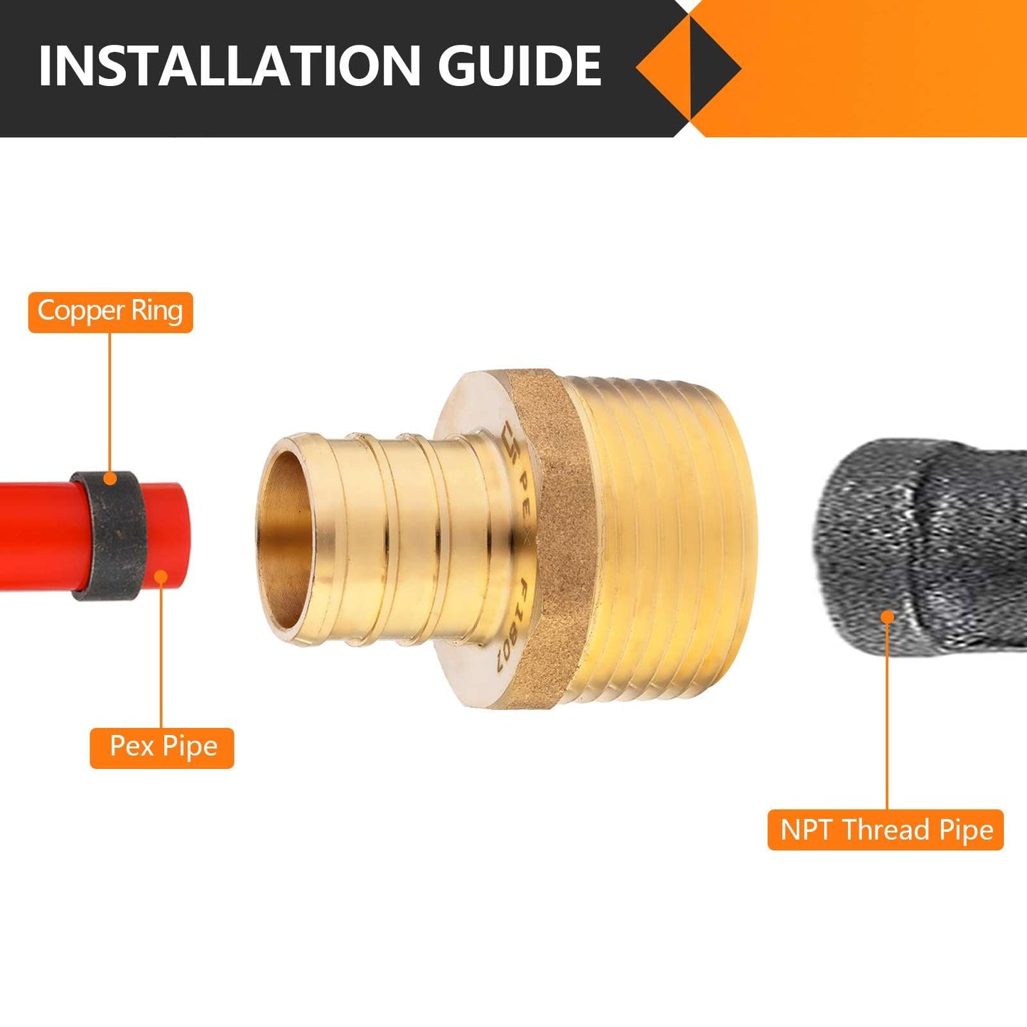 PEX-B Crimp 1" PEX x 1" NPT Male Threaded Adapter (Lead Free)