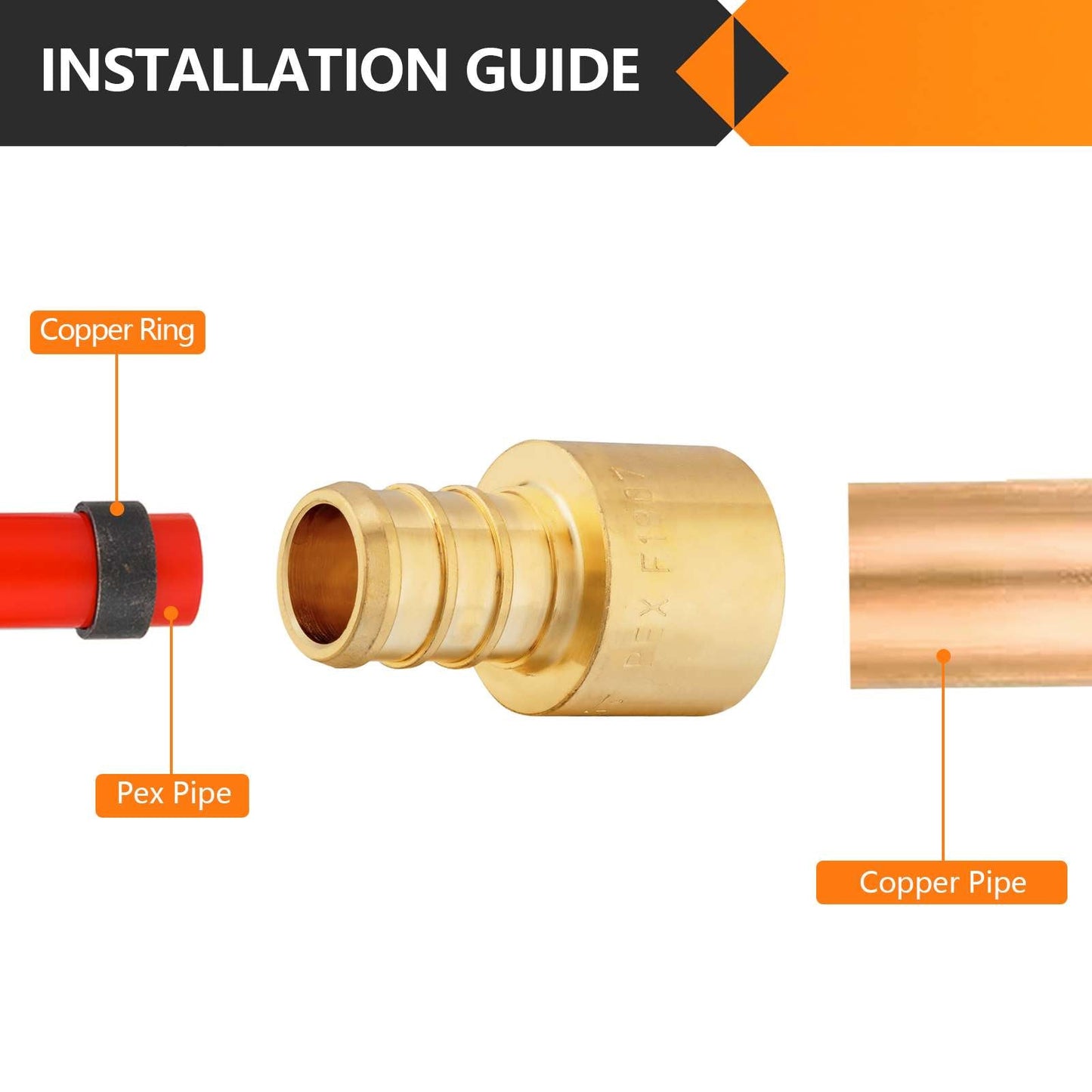 PEX-B Crimp 1" PEX x 1" Female Copper Sweat Sweat Coupling (Lead Free)